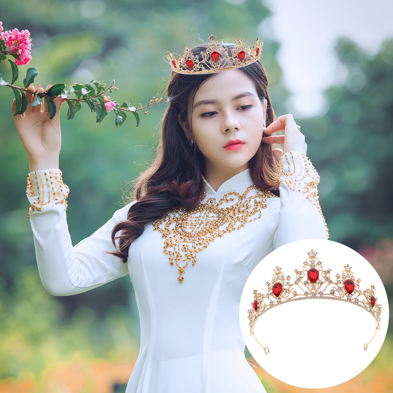 

Rhinestone Headpiece Ladies Headbands Baroque Queen Tiara for Women Crown Headwear Girl