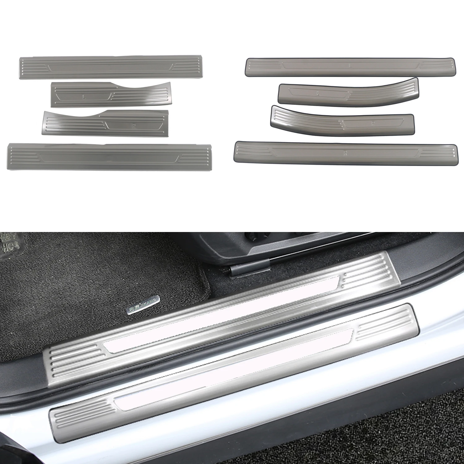 

for Volkswagen ID.3 2019-2023 Car Door Sill Protector Steel Entry Guards Threshold Scuff Plate Welcome Pedal Cover 8pcs