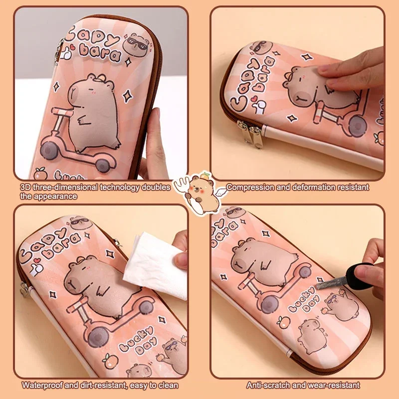 3D Capybara Pencil Case Drop Resistant Waterproof Student School Supplies Large Capacity Multifunctiona Pen Pouch Stationery