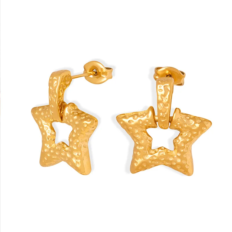 

Marka New Stainless Steel Earrings For Women Star Ear Pendants Fashion Gold-Plated Jewelry Accessories Party Gift Free Shipping