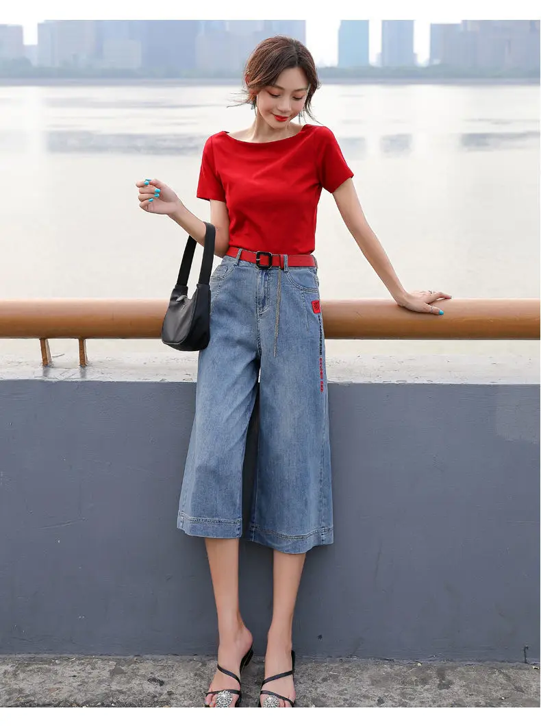 women's fashion Seven Long Large Femme Pants Woman Fashion Shorts Korean Streetwear Women Vintage Women's Clothing Baggy Urban Jeans Skirt Denim blue jeans