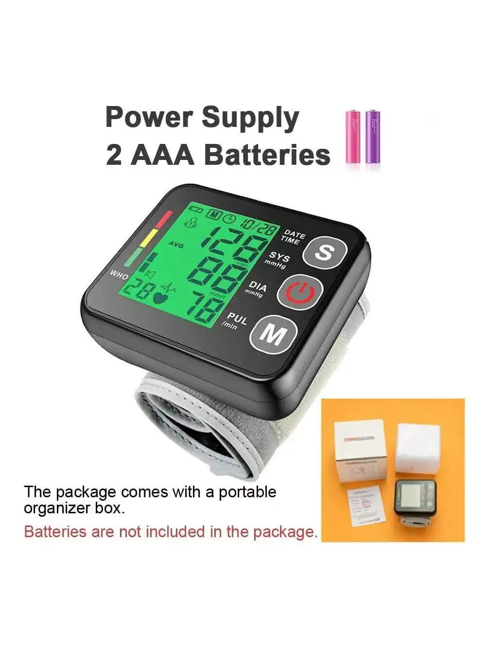 Electronic Sphygmomanometer Blood Pressure Monitor Measure Heart Rate and Pulse