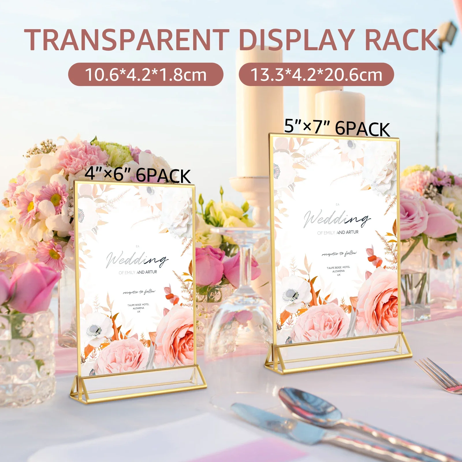 Acrylic Sign Holders Wedding Table Number Stand Menu Recipe Cards Picture Frames Photo Display Stand