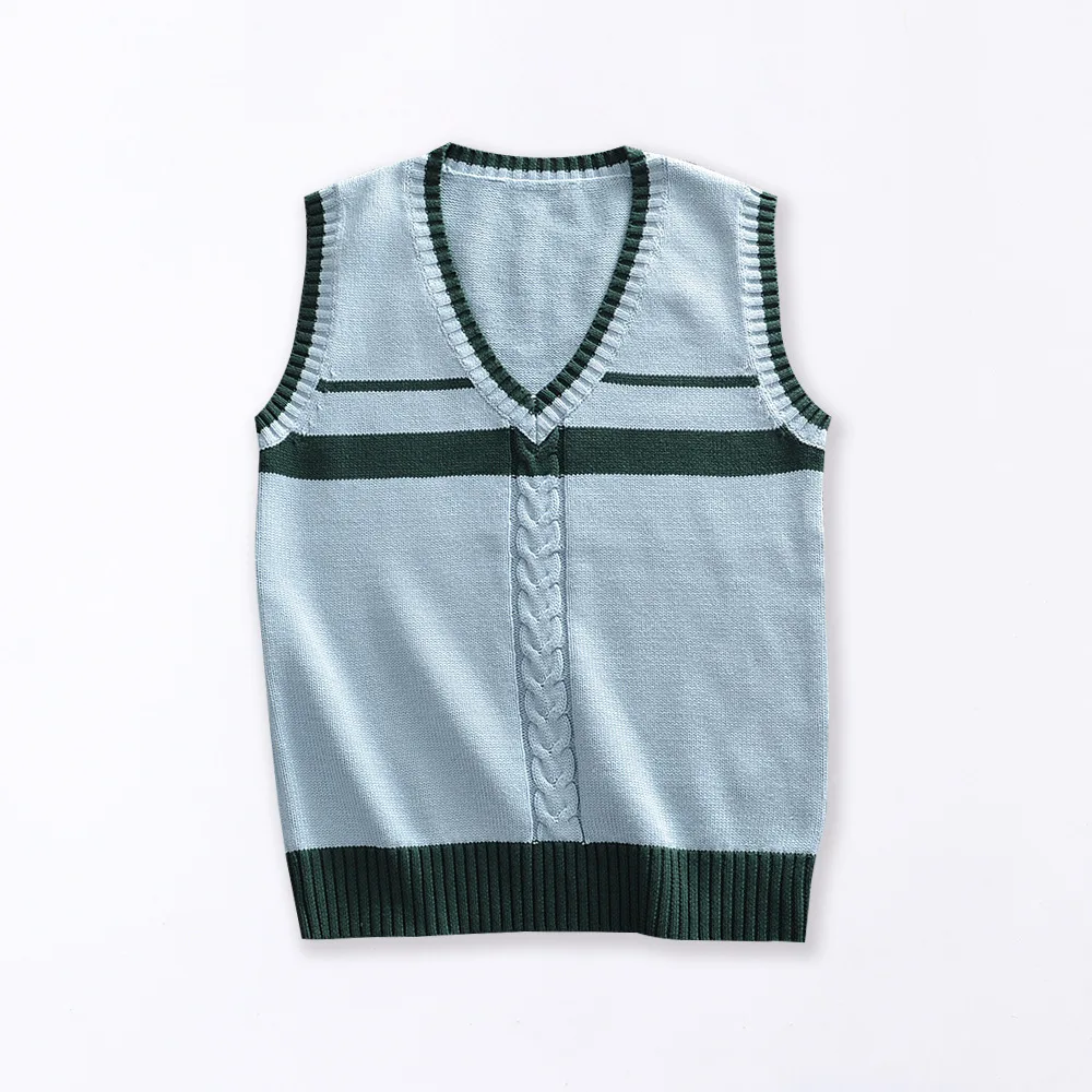 School JK Uniform Sweater Cute Apricot Striped Tank Top Sweater Sleeveless Vest Waistcoat For Girls Cosplay adult Knitting Coat