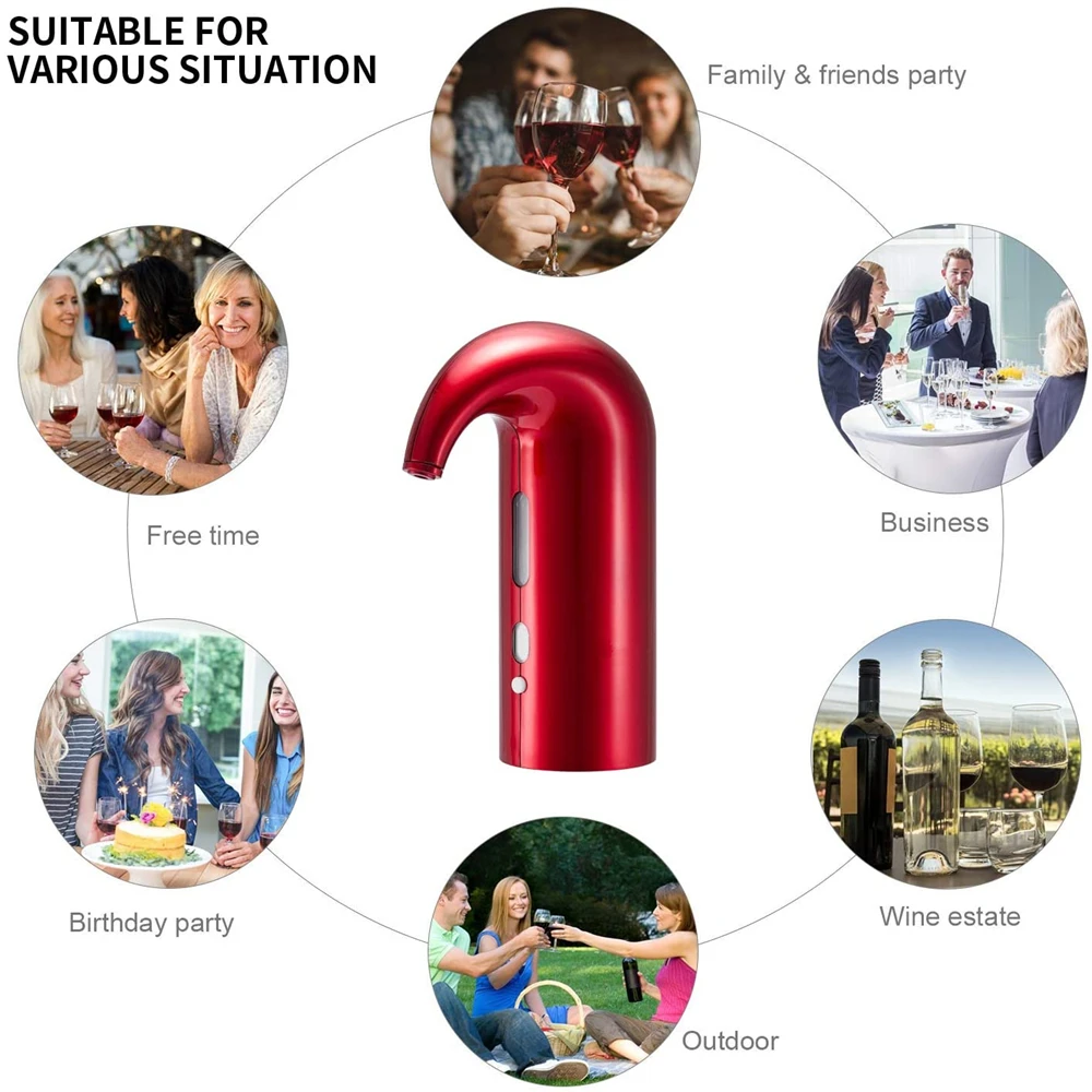 USB Rechargeable Electric Wine Aerator Decanter Bar Accessories Automatic Wine Dispenser Pourer Storage Bag Party Supplies Wine Aerator Pourer Wine Aerator Decanter