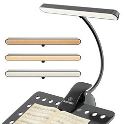 Super Bright LED Clip-On Music Stand Light - Eye-Caring, USB-C Rechargeable, Dimmable Piano Lamp (Black)