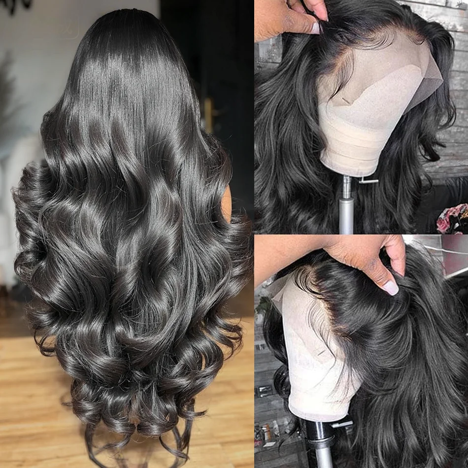 Human Hair Wig 30 40 Inch Body Wave 13x4 13x6 HD Transparent Lace Front Pre Plucked