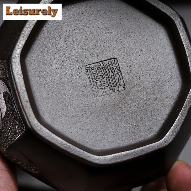 320ml Retro Yixing Purple Clay Teapots Handmade Octagon Auspicious Cloud Pot Raw Ore Azure Mud Tea Soaking Kettle Zisha Tea Set