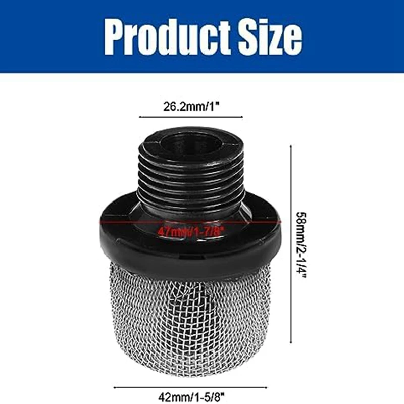 Airless Paint Sprayer Inlet Strainer, 3/4 Inlet Strainer Filter Suction Strainer Replacement Parts For X5/LTS15, X7/LTS17