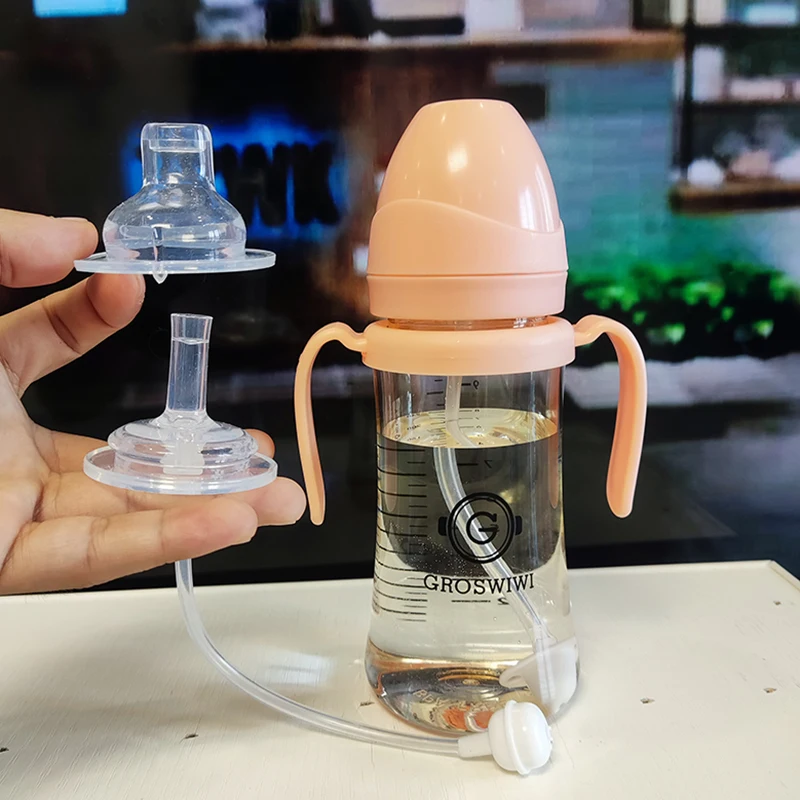 Baby Pp Bottle 3 nipples with Gravity Ball Mark Mouth with Handle Milk Bottles Newborn