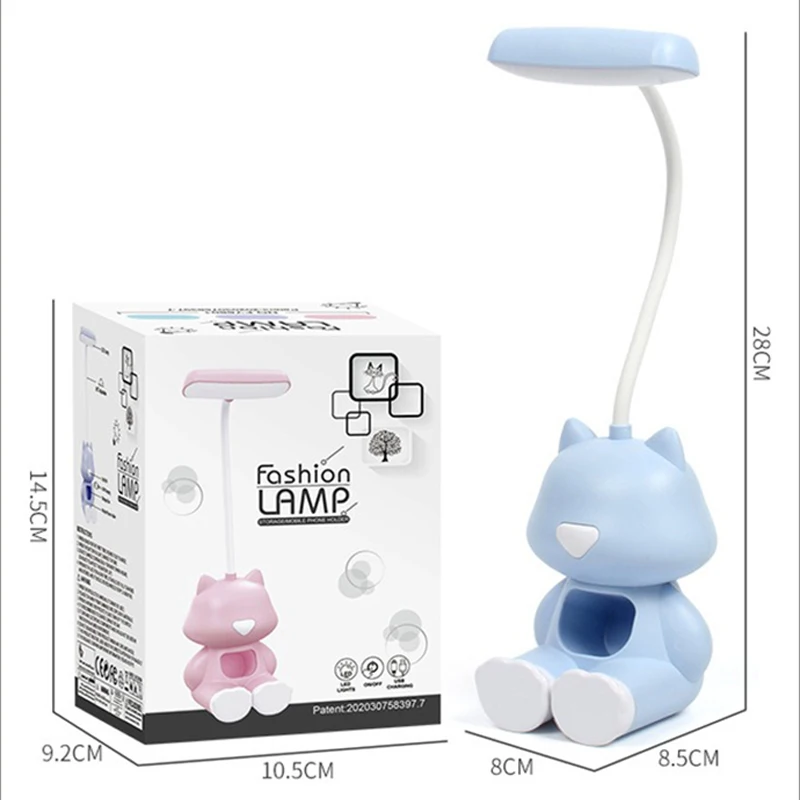 Creative Cute Cat Flexible Led Study Desk Lamp with Phone Holder Bedside Color Adjust Table Lamp for Kids Student Room 6