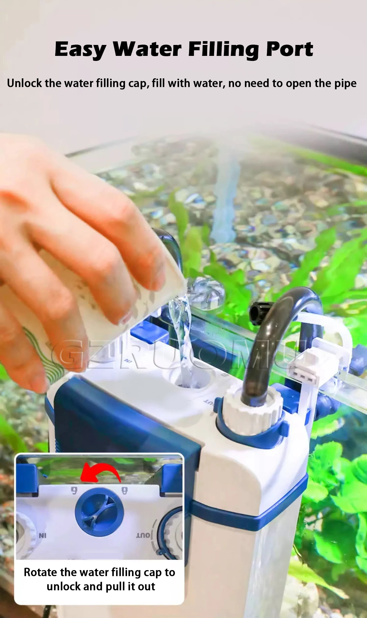 New 3 in 1 Fish Tank Filter YBF-500 Oxygen Filtration Integrated Machine Water P