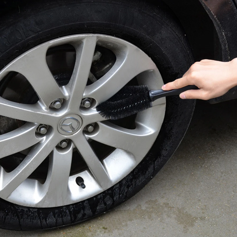 Wheel Brush Car Wheel Brush Tire Cleaning Brushes Tools Car Rim Scrubber Cleaner Duster Handle Motorcycle Truck Wheels Detailing Brush