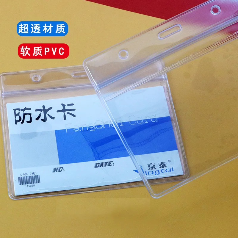 Badge holder 10pcs waterproof transparent PVC plastic work zipper ID card pocket