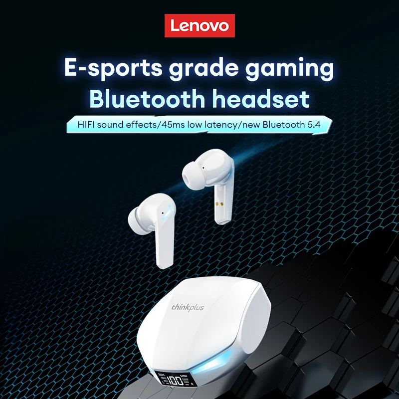 Premium Lenovo GM2 Pro Wireless Gaming Earbuds - LED Display, HD Call, Low Latency, Waterproof