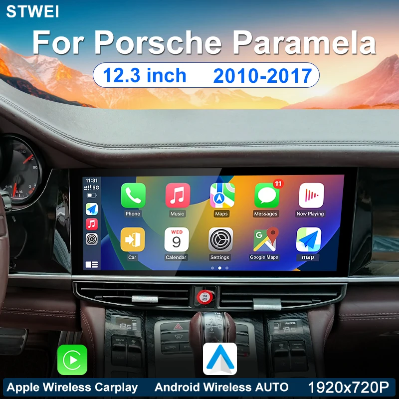 Per Porsche Panamera 2010-2016 12.3 Pollici Autoradio Lettore Multimediale Android 12 4G Wifi Apple Wireless Stereo Navigazione Gps