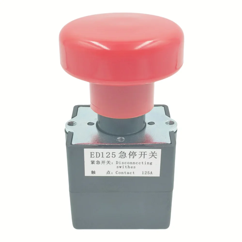 High-Amperage Red Emergency Stop Mushroom Push Button Switch for Industrial Vehicles and Equipment