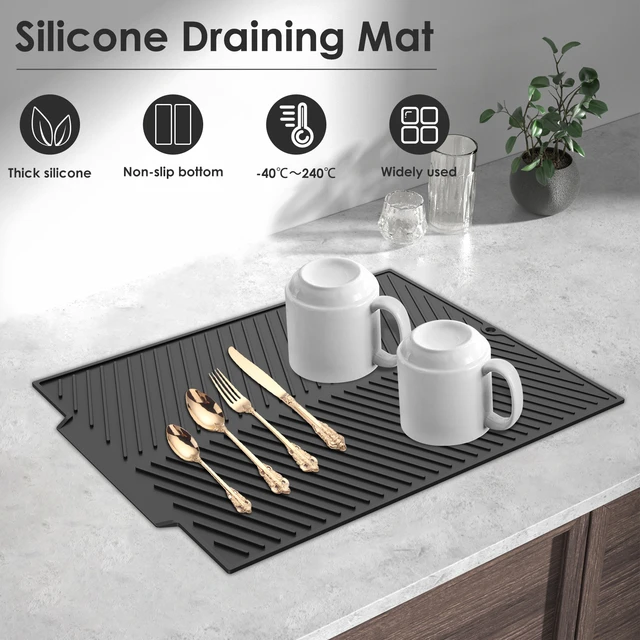 Silicone Dish Drying Mat, 16.9 x 13 Flexible Heat Resistant Drying Mat  Non Slip Reusable Sink Mat Dishwasher Kitchen Counter - AliExpress