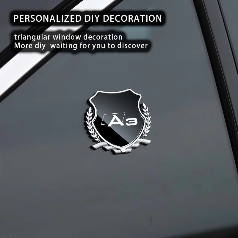 Car Side Modification Sign Triangular Metal Sticke For Audi A3 A7 A6 A5 A4 A8 8V 8I 8P 2018 2019 2023 2024 Car Accessories Logo