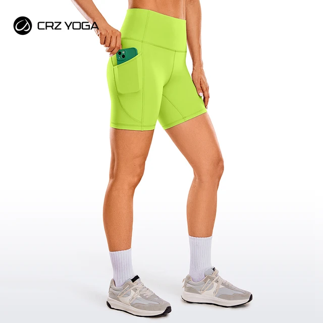 CRZ YOGA Women's Brushed Naked Feeling Biker Shorts 6'' - High Waist Matte  Workout Yoga Gym Spandex Shorts Side Pockets - AliExpress