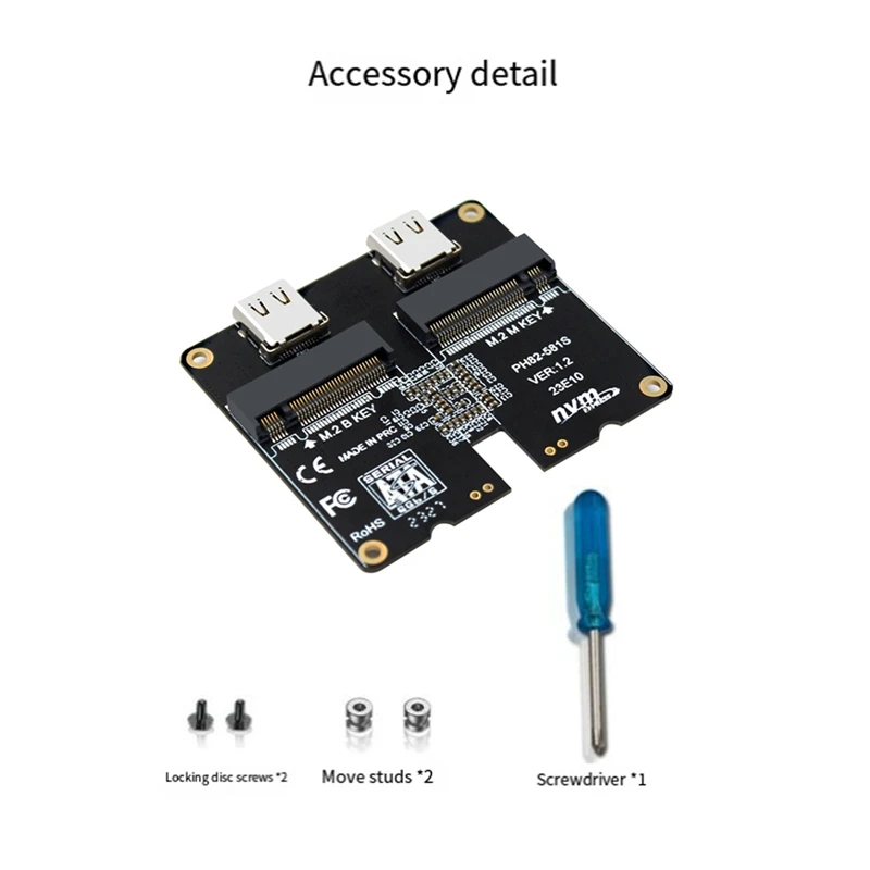 M.2 Nvme Sata Ssd Enclosure Adapter Card 4Tb Jms581 Type-C Usb3.1 Gen2 10Gbps Hdd Enclosure Scheda Adattatore Di Espansione Facile Da Usare