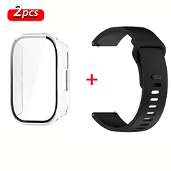 Sport Silicone Strap and Protective Case for Smartwatch Bracelet - Premium Accessories (Transparent - Black)