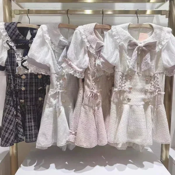 Japanese Mine Mass-Produced Short-Sleeve Shirt Dress Shorts Set Women Sweet Liz Doll Collar Bow Shirt Dress Two-Piece Suit 5