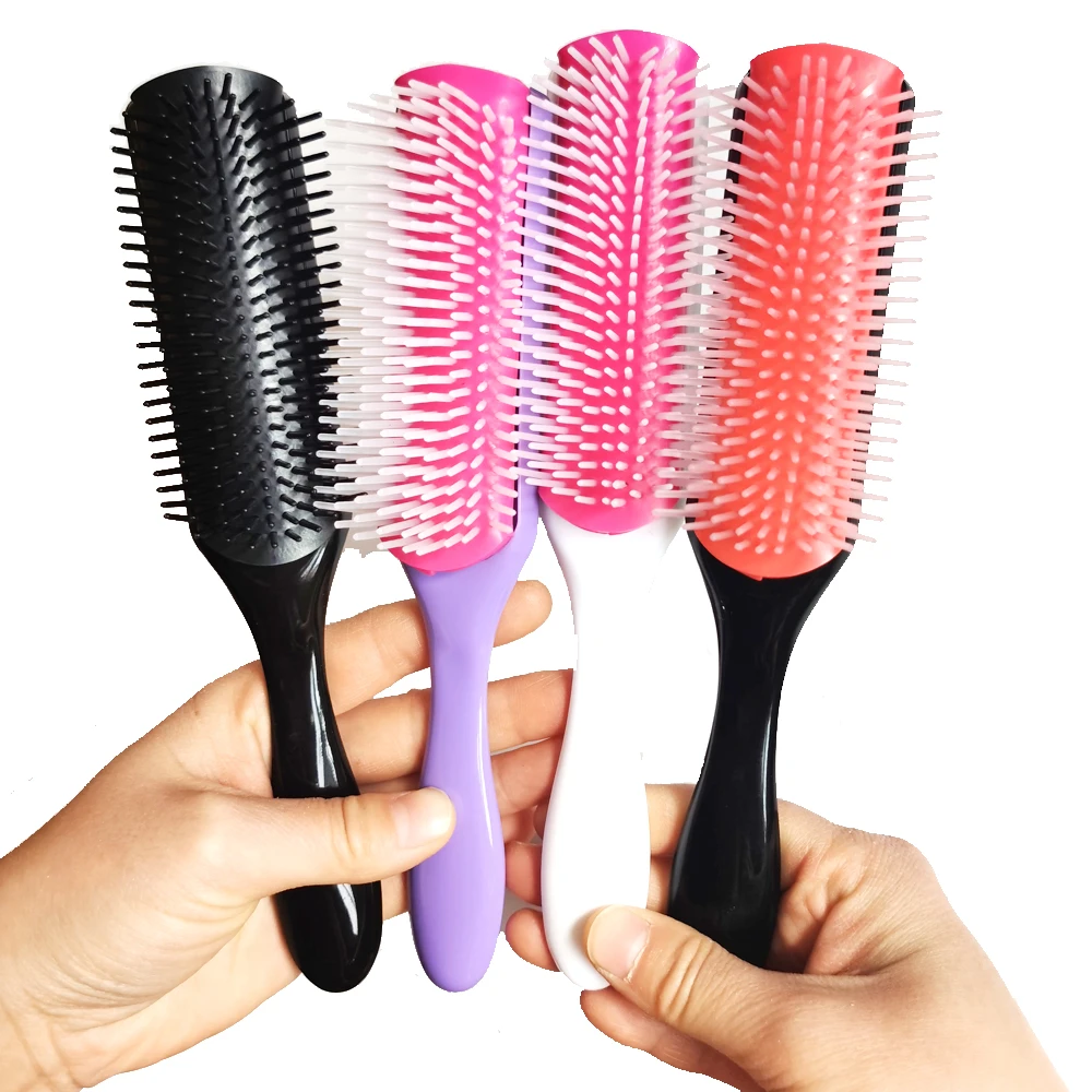 4 Color 9-rows Denman Brush Women Detangling Styling Hairbrush Scalp  Massager Salon Hairdressing Straight Curly Wet 4c Hair Comb - Combs -  AliExpress