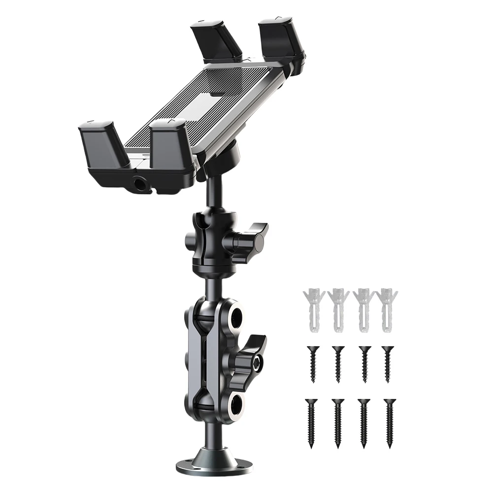 Heavy Duty Tablet Holder Anti-Slip Aluminum Drill Base Phone Rack 360 Degree Rotable Car Dashboard Phone Mount for Home Office
