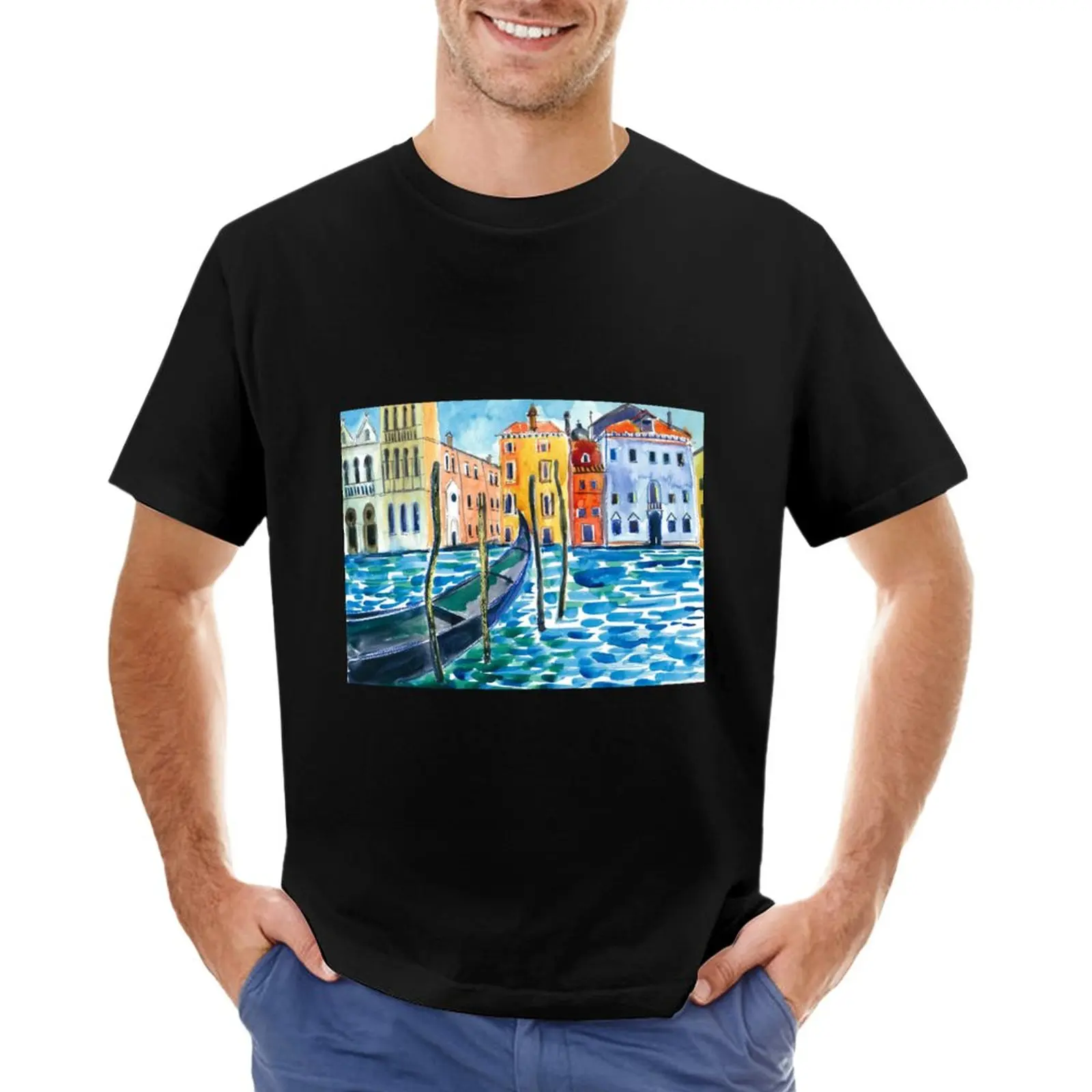 

Venice - Original watercolour landscape by Francesca Whetnall T-Shirt custom t shirts mens graphic t-shirts anime