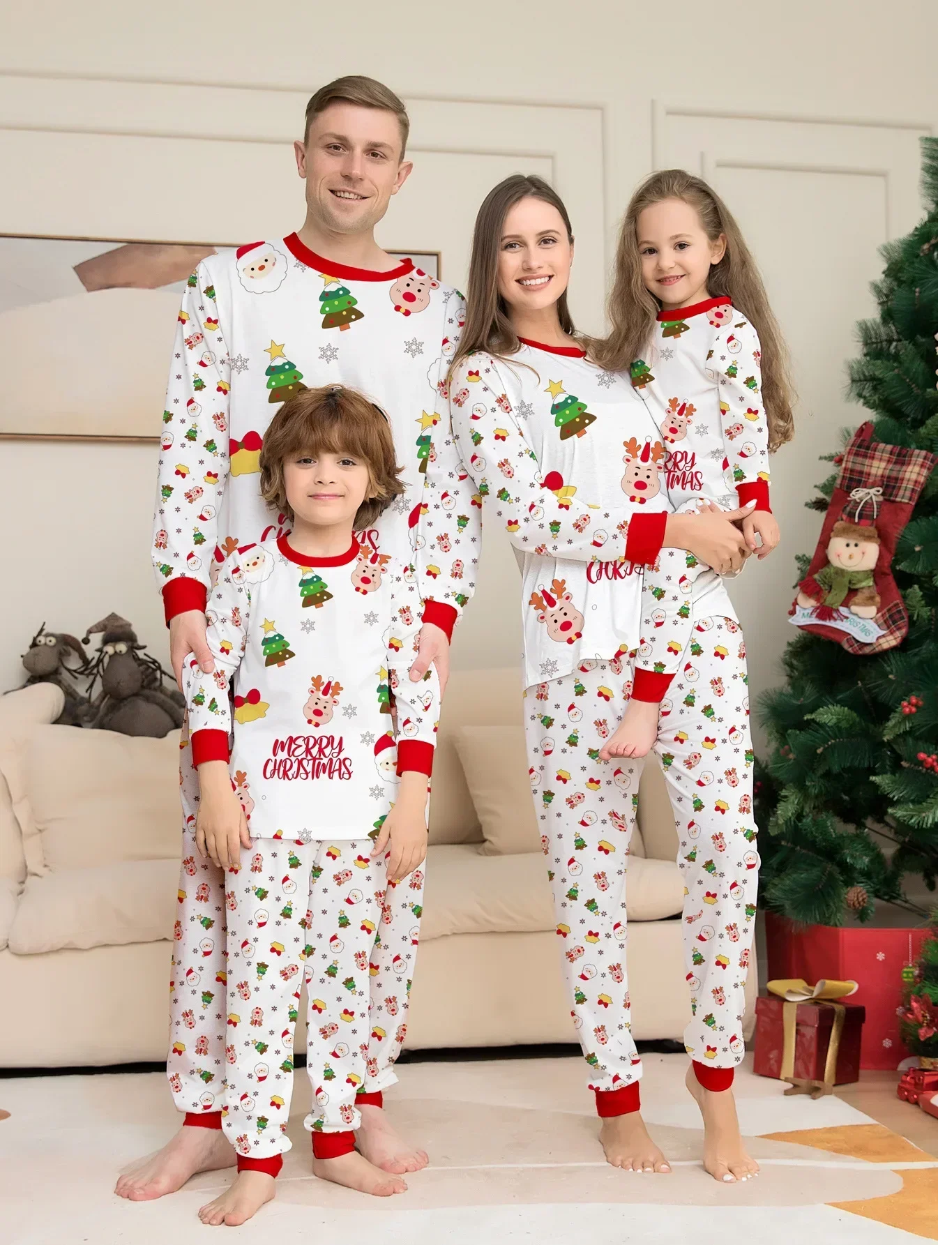 Pijamas suaves navideños, conjuntos familiares a juego, ropa de dormir estampada, conjunto para mamá, hija, papá, hijo, ropa de bebé a juego, pijamas navideños