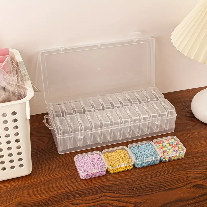 1 set of 24 grid transparent plastic storage boxes-perfect for storing diamond paintings, beads, jewelry, and nail accessories