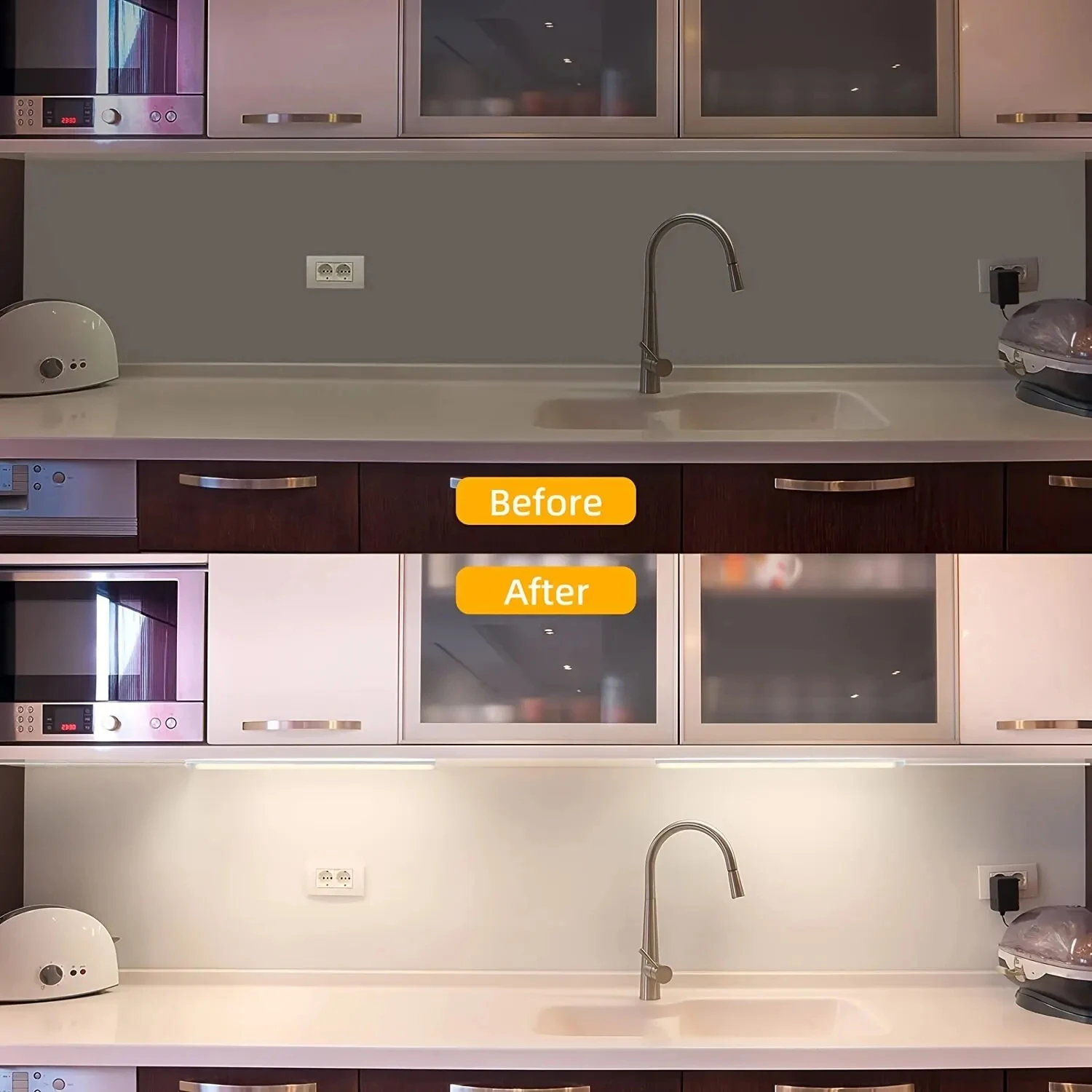 LED Night Light 1PC LED Under Cabinet Lighting USB Plug Dimmable 3 Color Changes Kitchen Bedroom Lighting With Magnetic Strip
