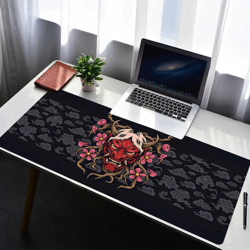 

Black Large Game Mousepad Flower Oni Anime Office Mouse Pad Laptop Gabinete Rubber MouseMat XXL Gamer Keyboard Non-Slip Desk Mat