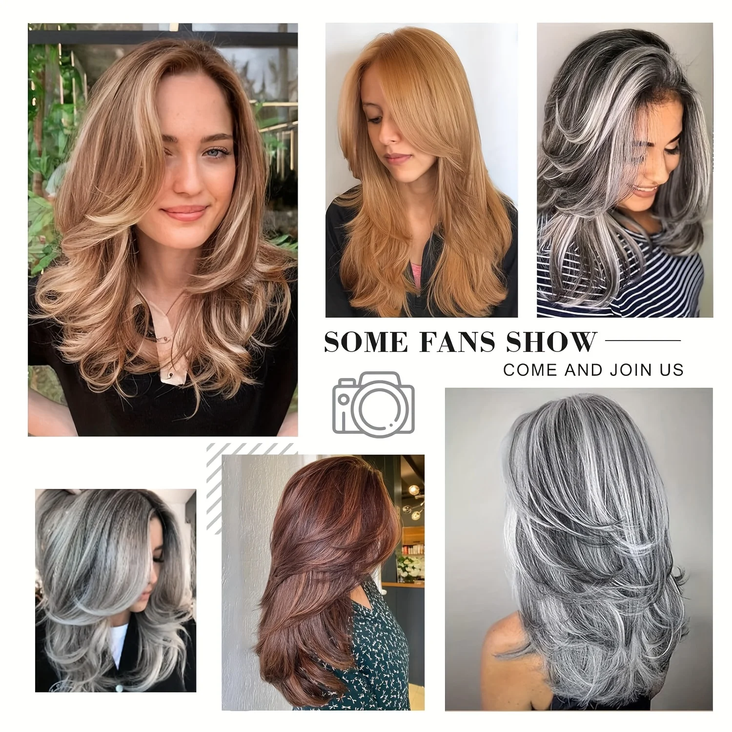 20" Synthetic Long Layered Silvery Wavy Wig for Women Natural Looking Heat Resistant Wig with Curly Style for Daily Party Use