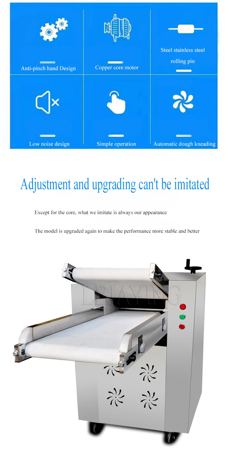 Description Picture 6 of itemCommercial Automatic Vertical Roll Surface Machine Electric Dough Kneading Pressure Noodle Maker Press Flour Machine