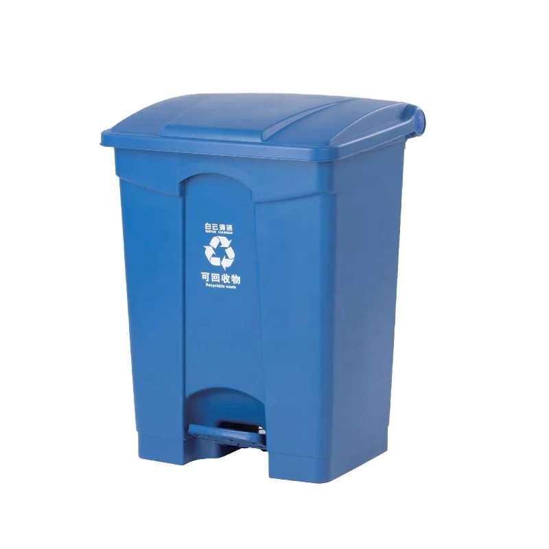 

thickened barrel anti-collision wear resistance plastic medical waste bin 68l foot pedal dustbin waste collection suit for house