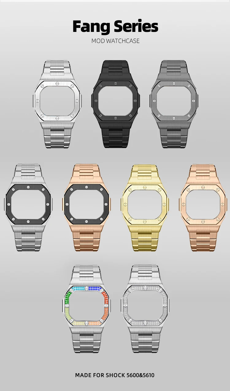 Stainless Steel Mod Kit Case Strap f G-SHOCK 5600 5610 Series