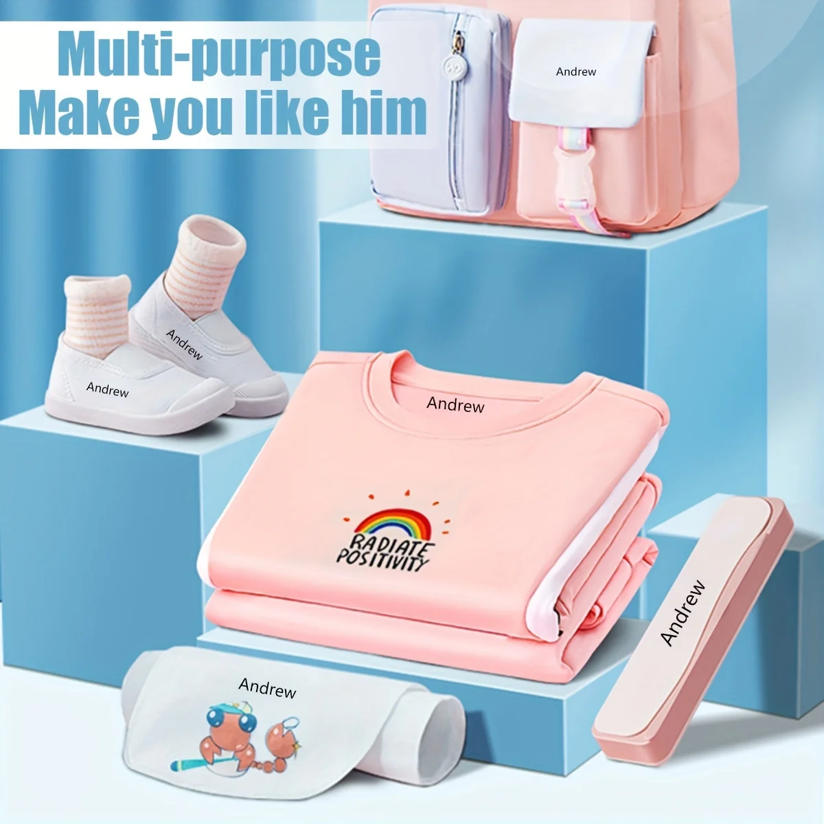 Rubber Stamps Custom Logo Stamp Customized children's name stamp personalized waterproof stamp for clothing Men's and women's personalized ink pad stamps