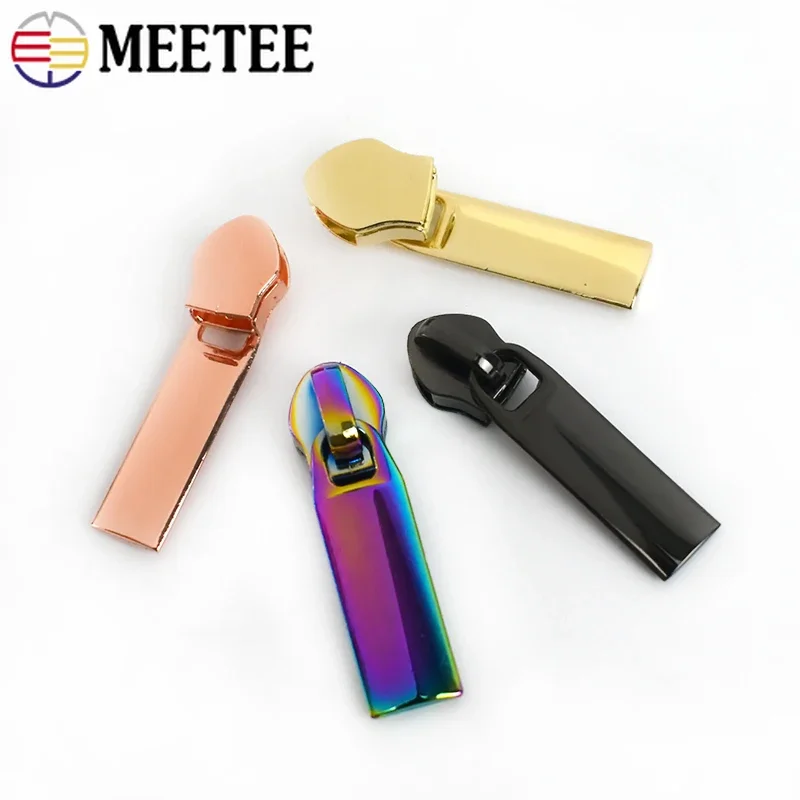 100pcs Meetee Zipper Sliders for 5# Nylon Zippers Down Jacket Pocket Bags Zip Head Puller Repair Kits DIY Sewing Accessories
