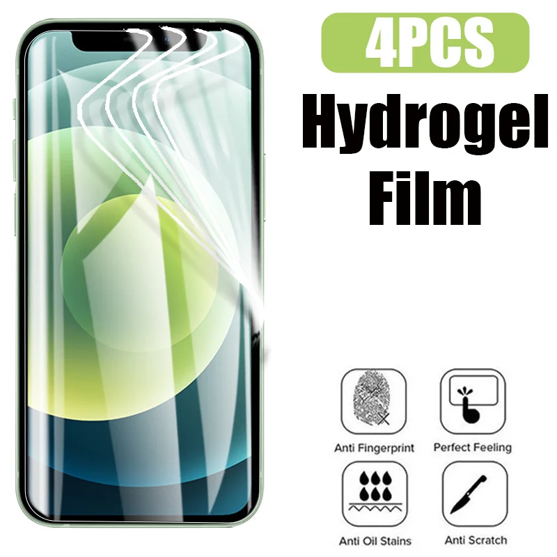 

4PCS Hydrogel Film for IPhone 13 Mini 12 11 Pro Max Screen Protectors for IPhone 13 XS Max X XR 6 6s 7 8 Plus SE Not Glass