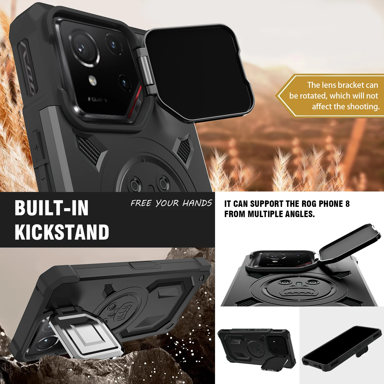 Armor Anti-Drop Protective Phone Case with Lens Protection and Bracket Attachment