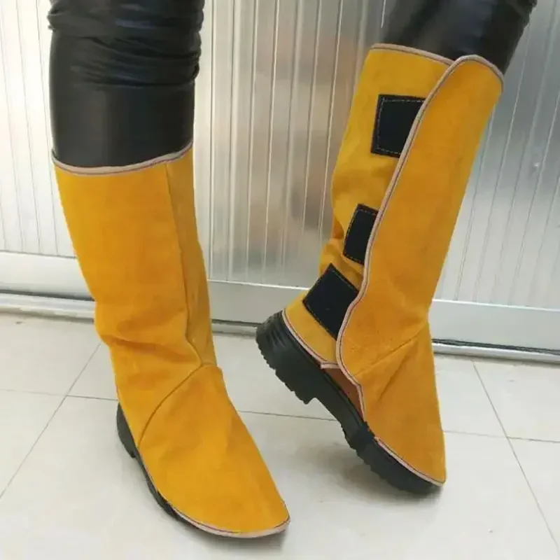 Cowhide Leather Welding Covers 32cm Long Welding Protective Shoes Feet Cover for Welder Flame Resistant Foot Safety Protection welding protective gear