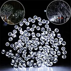 Enhanced Product Title: Solar - Powered LED Starry String Lights - 8 Modes Waterproof Fairy Lights for Outdoor Christmas Decor (White)