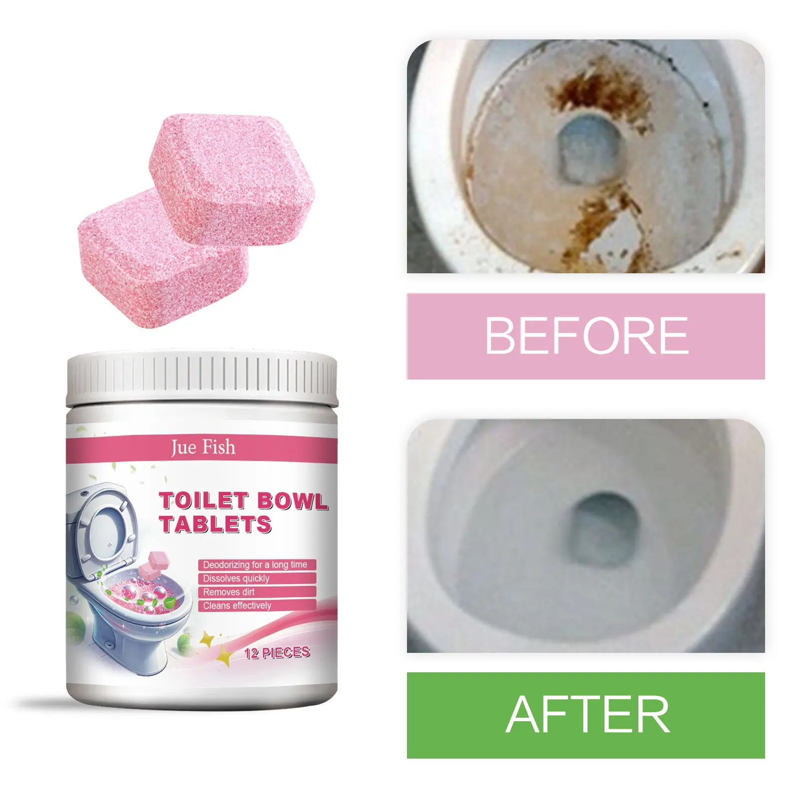 Toilet cleaner Toilet cleaner tablets Toilet Effervescent Tablets Remover Yellow Urine Dirt Tank Descaling Cleaner Automatic Flushing Deodorant Toilet Bowl Cleaner