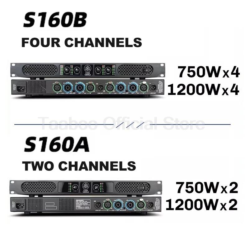 전문가용 디지털 파워 앰프 2/4채널 1200W 고출력 클래스 D 앰프 초슬림 바디 (스테이지, 홈시어터, 가라오케용)