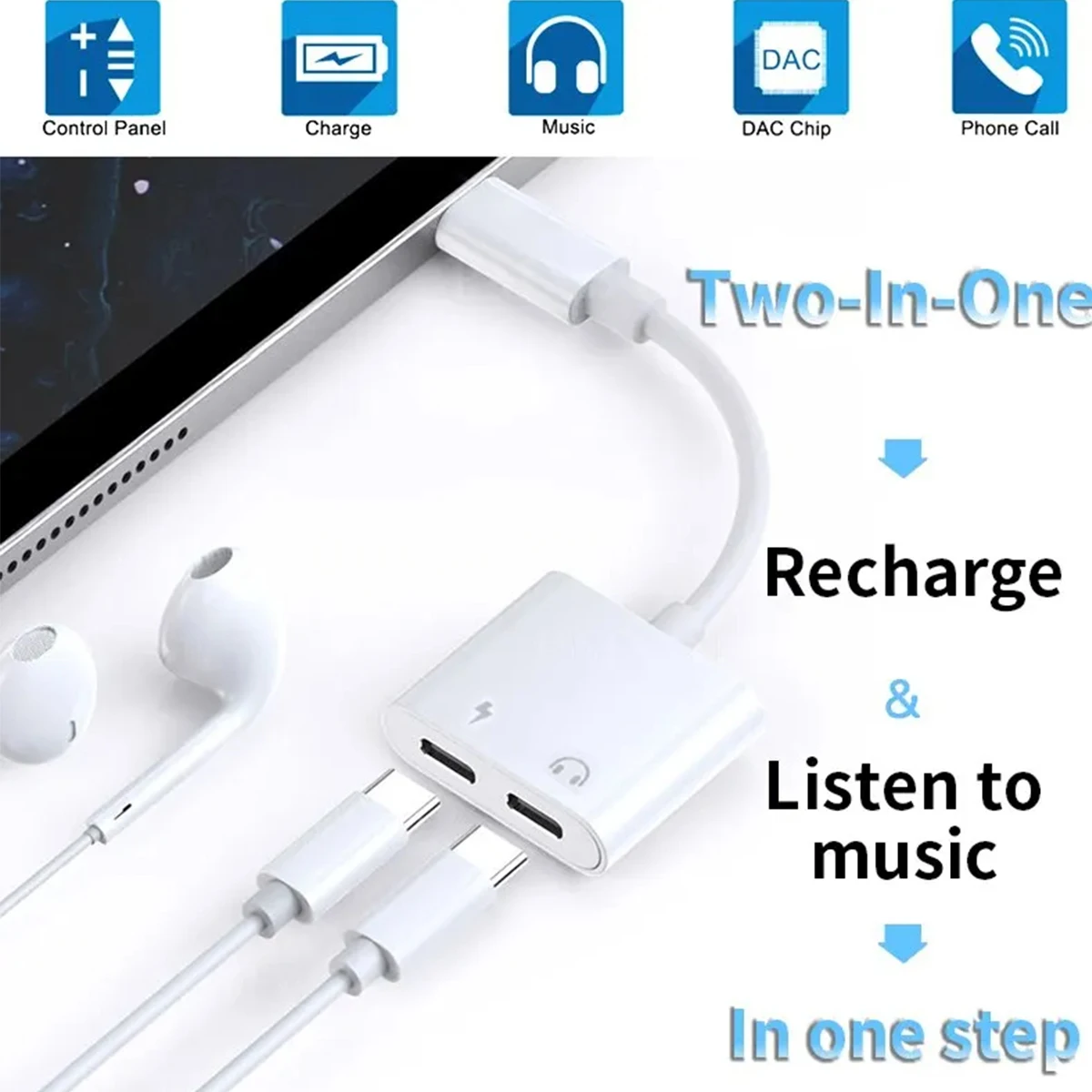 2 in 1 USB-C to 3.5mm Jack Audio Converter Dual Type C Charging Adapter Connector Splitter For iPhone 16 15 Huawei Xiaomi Samsun usb to type c adapter,type c adapter,type c to 3.5mm adapter,usb to 3.5mm adapter,type c aux adapter,charging cable adapter,audio earphone converter,type c to aux adapter,3.5mm audio adapter,audio headphone adapter