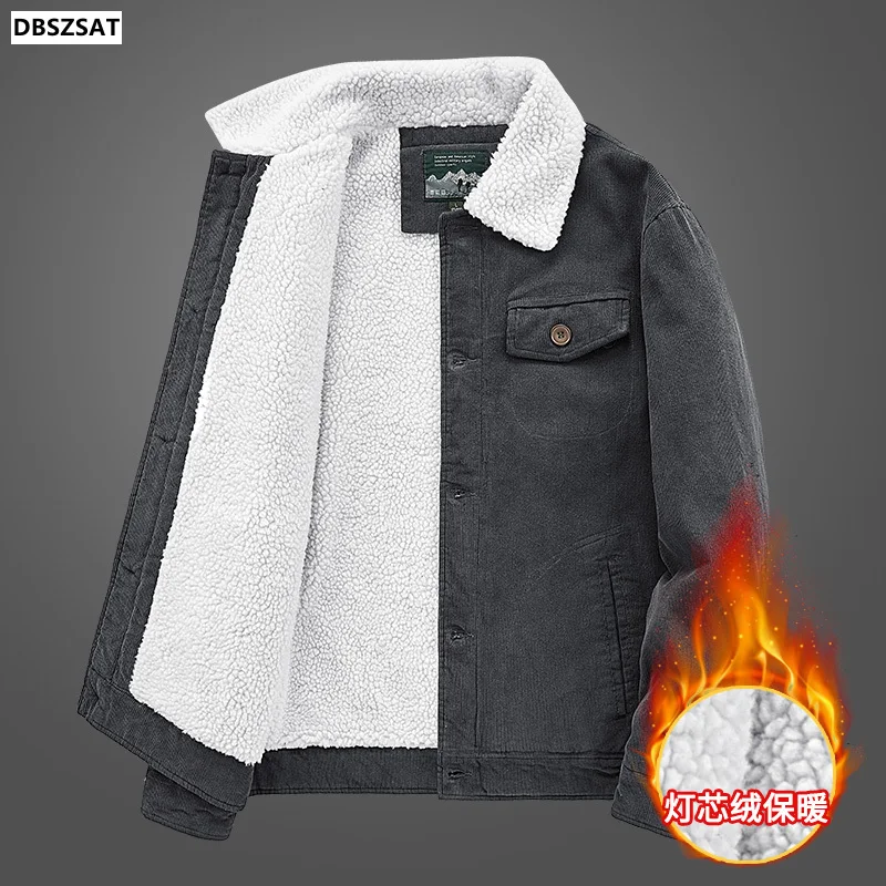 

Мужская теплая Вельветовая куртка с меховым воротником, размеры до 6XL