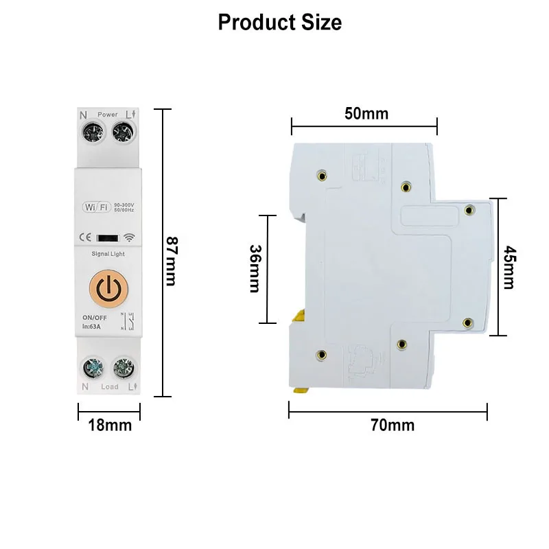 Tuya Smart Life WiFi Circuit Breaker Switch 63A 1P+N with Timer Remote Control O
