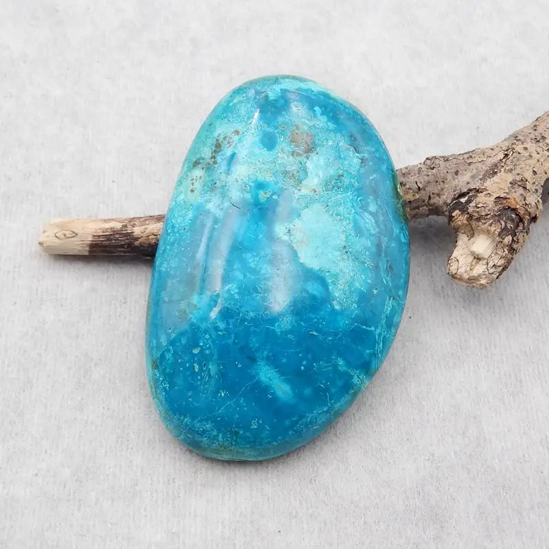 Semiprecious Handmade Natural Stone Chrysocolla Cabochon Flatback Fashion Jewelry Necklace Accessories 49x32x8mm 17g